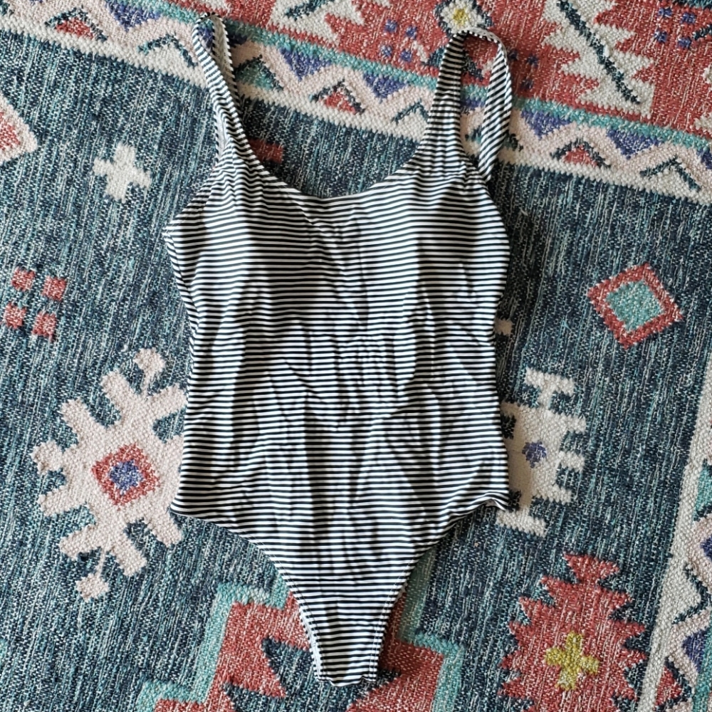 Striped one piece swimsuit